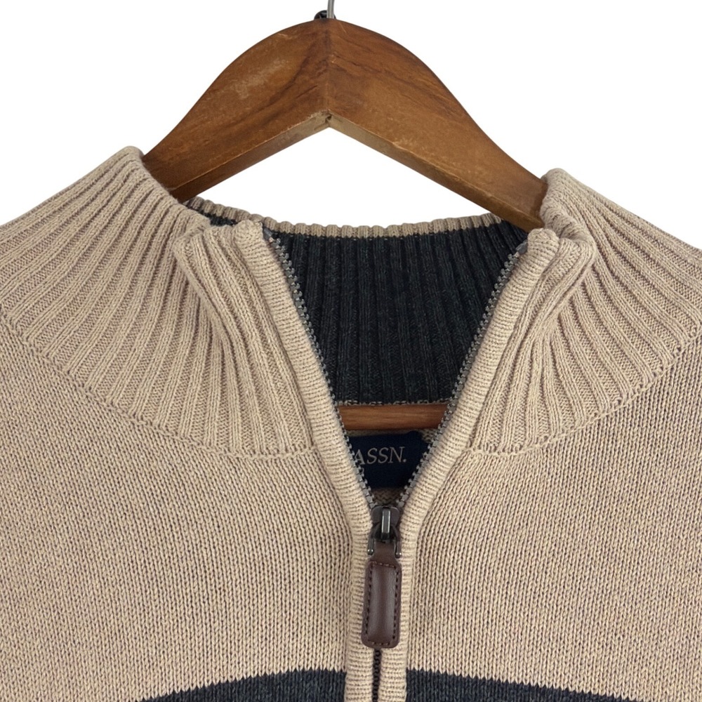 US Polo Assn Mens Camel Heather Striped Quarter Zip Sweater XXL BRUF5S5507 NEW - Picture 6 of 12